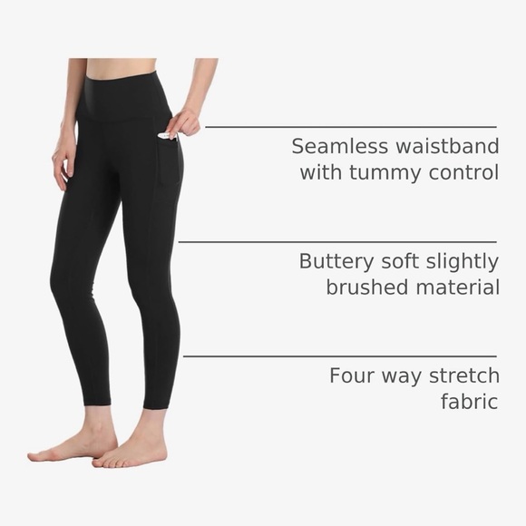 Colorfulkoala Black High-Waisted 7/8 Leggings with Pocket - Picture 4 of 4